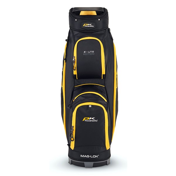 02 2024 powakaddy x lite cart bag range gun metal yellow