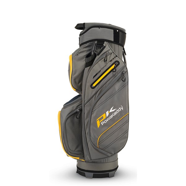 03 2024 powakaddy dlx lite cart bag gun metal yellow