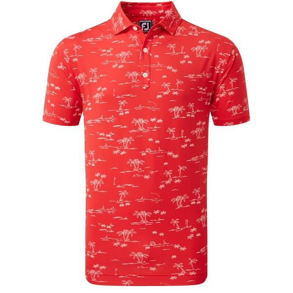 FootJoy Mens Tropic Golf Print Lisle Polo Shirt