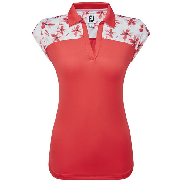 FootJoy Ladies Blocked Floral Print Lisle Polo Shirt