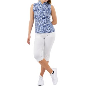 Pure Golf Ladies Rise Sleeveless Polo Shirt - Indigo Jungle