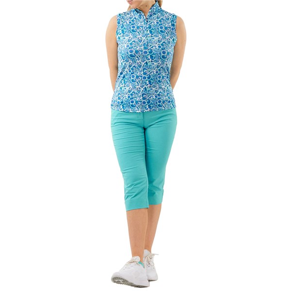 Pure Golf Rise Sleeveless Polo - Peacock Swirl