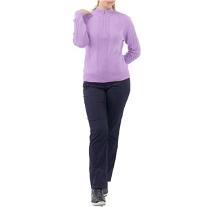 Pure Golf Ladies Sorrell Cable Knit Lined Quarter Zip Jumper