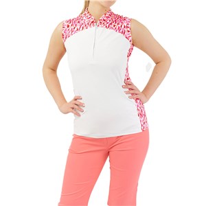 Pure Golf Ladies Freda Sleeveless Polo Shirt - Petal Polka