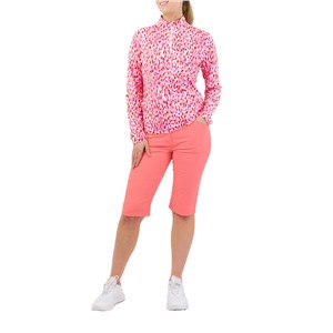 Pure Golf Ladies Serenity Mid Layer Quarter Zip Top - Petal Polka