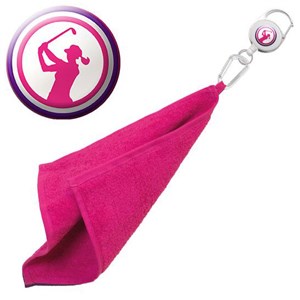 Lady Golfer Silhouette Retractable Towel