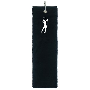 Ladies Embroidered Terry Cotton Lady Golfer Tri-Fold Towel